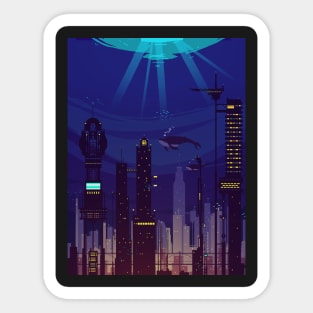 Pixel city Sticker